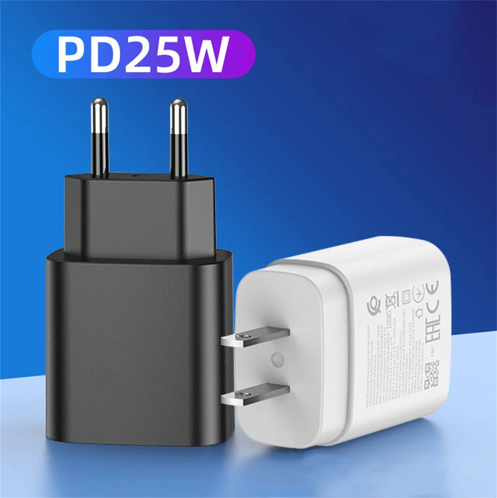 5/10pcs 25W Fast Charging Type C PD Wall Charger USB-C Power Adapter For Samsung S20 S21 S22 S23 Note 20 Extra Cable