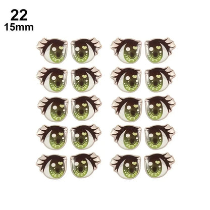 10Pairs Long Eyelashes Cute Love Cartoon Eyes Stickers Anime Figurine Doll Face Organ Paster Clay Decals DIY Doll Accessories