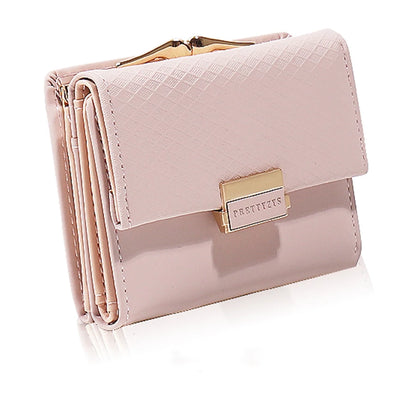 Purse Women's Short Korean PU plaid buckle triple Fold bag Folding niche fashion trend All-in-one Student Coin Coin Purse Women'