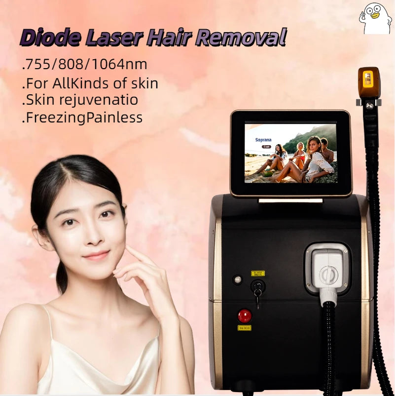 Factory Customized professional diode laser 755nm 808nm 1064nm ice point hair removal beauty machine