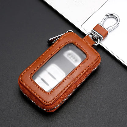 2024 Universal Car Key Protector Bag Leather Key Cover Transparent Visible Keychain Case for Car Remote Mini Keys Bags