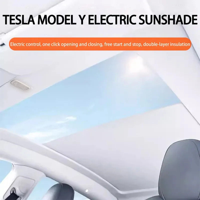 For Tesla Panoramic Electric Sunshade for Model Y Integrated Car Roof Shade Retractable Sun Visor 2024 Interior 21-23 Accessori