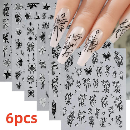 8Pcs Red Heart Nail Stickers 3D Bronzing Silver Gold Heart Shape Star & Moon Metal Totem Nail Slider Self-Adhesive DIY Nail Art*