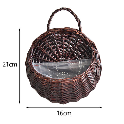 Wall Mounted Rattan Basket Hanging Planter Basket Handmade Wicker Flower Pot Home Garden Balcony Decor Woven Rattan Vase Baskets