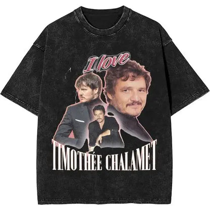 Vintage Pedro Pascal T Shirt Washed Harajuku Pascal Merch Retro Tshirt Hip Hop Bootleg Style Streetwear Shirt 2023 New Arrival