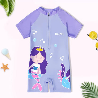 2-14Y Toddler Kids Child Girls Pink Princess Print One Piece Swimsuit Swim Surf Beach Wear Bathing Suit