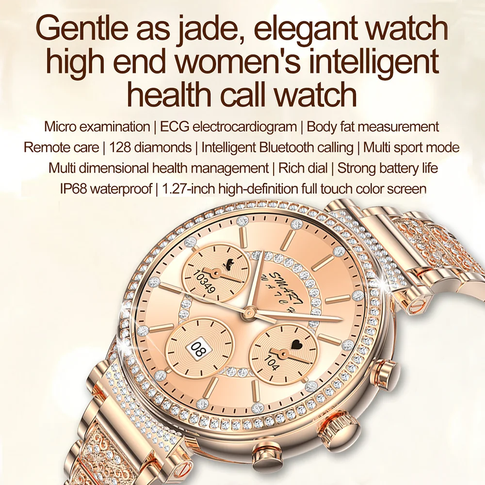 2024 New Women Medical Grade Smart Watch Blood Glucose Uric Acid Blood Lipid Menstrual Health Tester BT Talking smartwatch Women