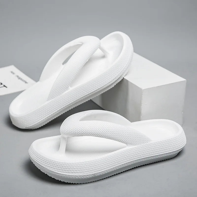 Men'S Platform Flip Flops Summer Soft Sole Eva Slippers For Men Outdoor Casual Beach Shoes Home Non-Slip Bathroom Slides Shoes