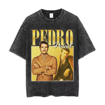 Vintage Pedro Pascal T Shirt Washed Harajuku Pascal Merch Retro Tshirt Hip Hop Bootleg Style Streetwear Shirt 2023 New Arrival