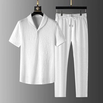 Loose Large Size Casual Summer Cool Sport ort Sve T-irt Long Pants Two Piece Set Trendy Brand Breathable Thin Model