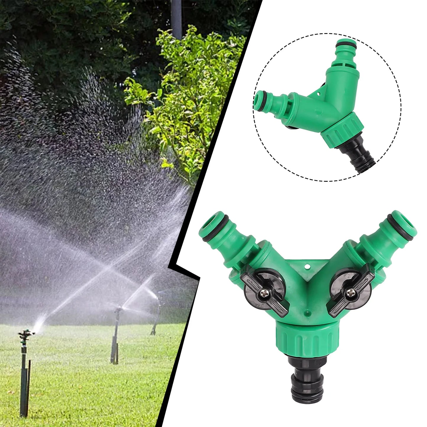 2 Way  Garden Water Pipe Connectors Plastic valve with switch Pipe Adapter Y Shape Hose Splitter out water distribution valve