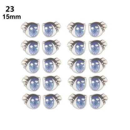 10Pairs Long Eyelashes Cute Love Cartoon Eyes Stickers Anime Figurine Doll Face Organ Paster Clay Decals DIY Doll Accessories