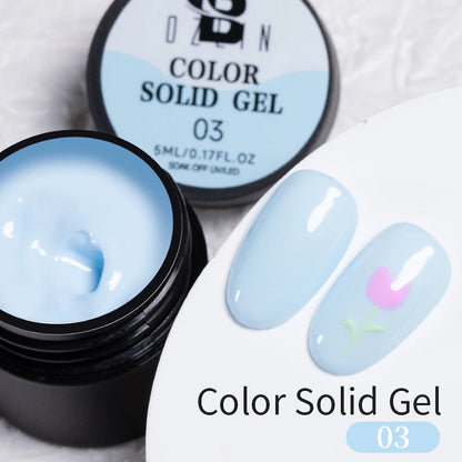 BOZLIN 5ML Color Solid Nail Gel Colorful Painting Nail Art Varnish Semi Permanent Solid Polish UV Nail Gel Top Coat Manicure