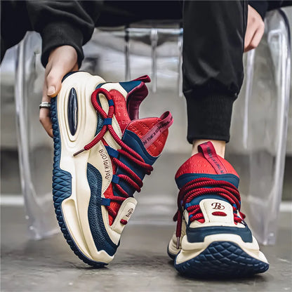Fashion Platform Sneakers Men British Style Winter Walking Shoes For Men Street Style Chunky Vulcanized Shoes Sneakers Male 2024