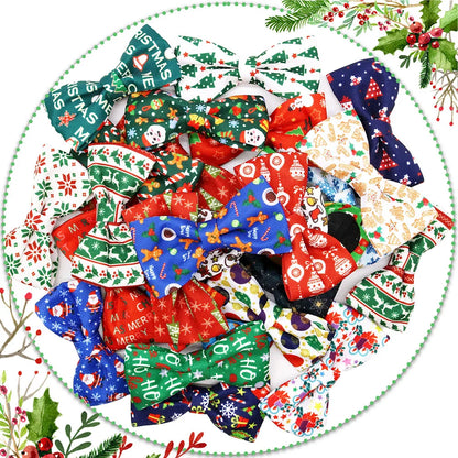 2024 New 50PCS Christmas Dog Bows Removable Dog Bowties Collar Pet Dog Christmas Bow Tie For Dogs Pets Christmas Accessories