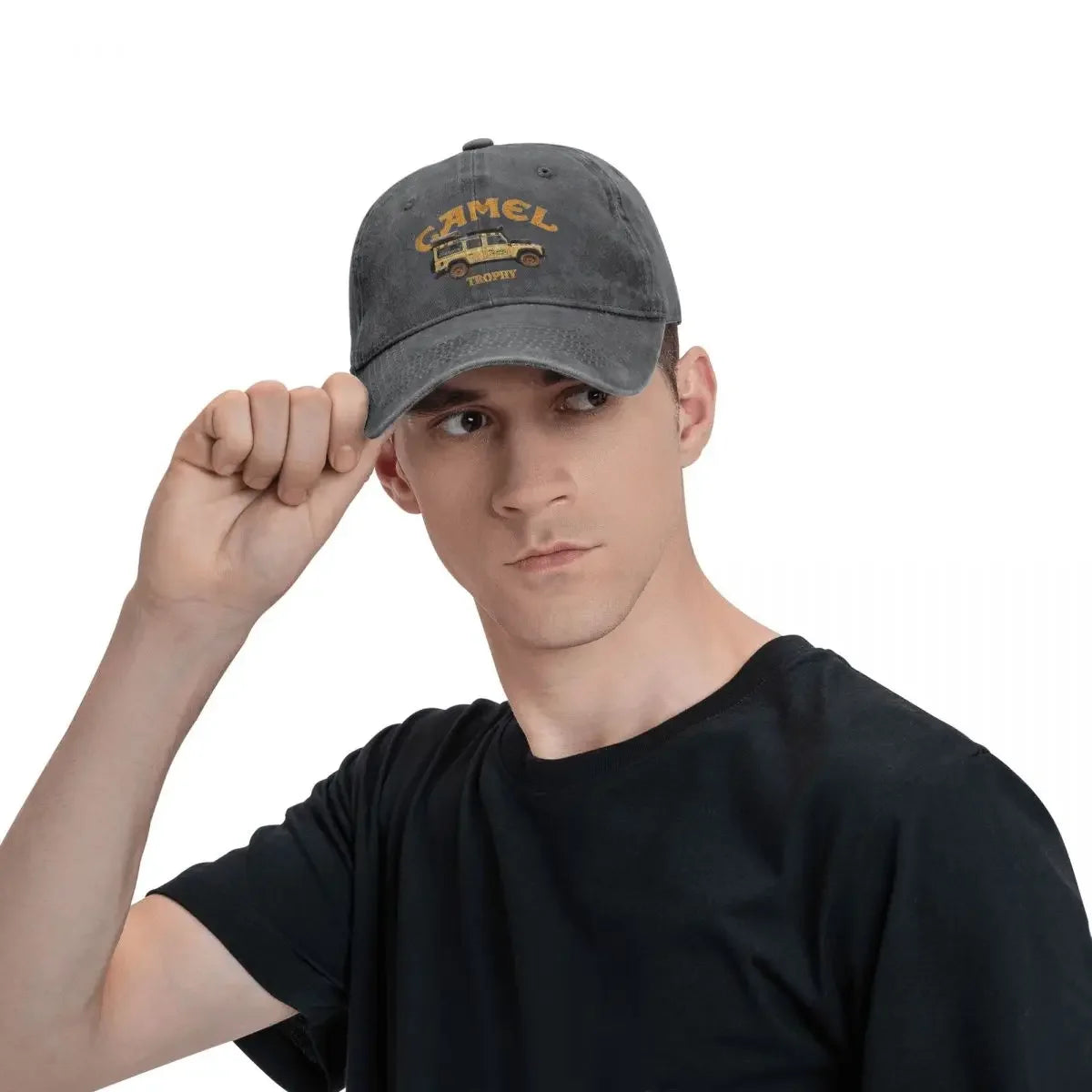 Camel Trophy Logo Unisex Style Baseball Caps Distressed Denim Washed Hats Cap Vintage Outdoor Workouts Adjustable Snapback Cap