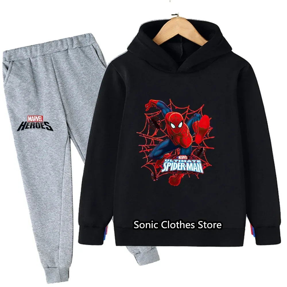 Spiderman Boys Sweater Set Spring and Autumn New Pullovers Children's Boys Big Children's All-match Two-Piece Suit