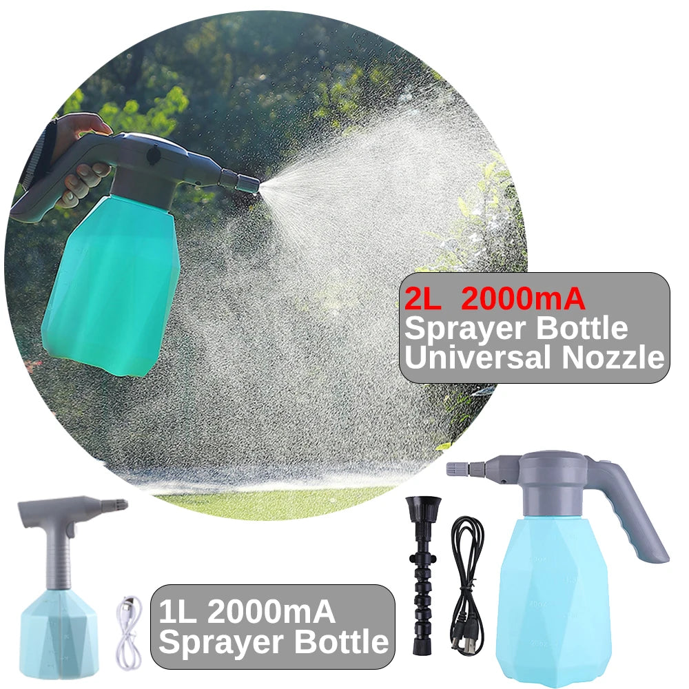 1L/2L Cordless Electric Garden Sprayer Watering Can 2000mA USB Rechargable Automatic Atomizer Plant Mister Spray Bottle