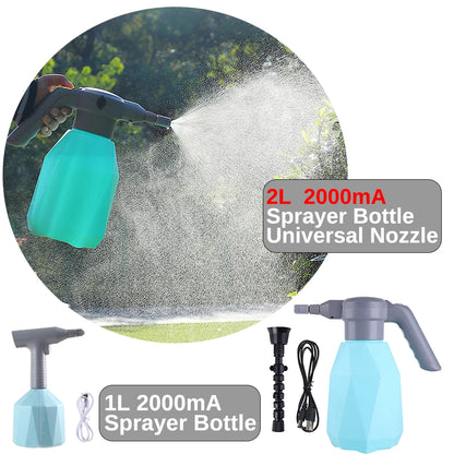1L/2L Cordless Electric Garden Sprayer Watering Can 2000mA USB Rechargable Automatic Atomizer Plant Mister Spray Bottle