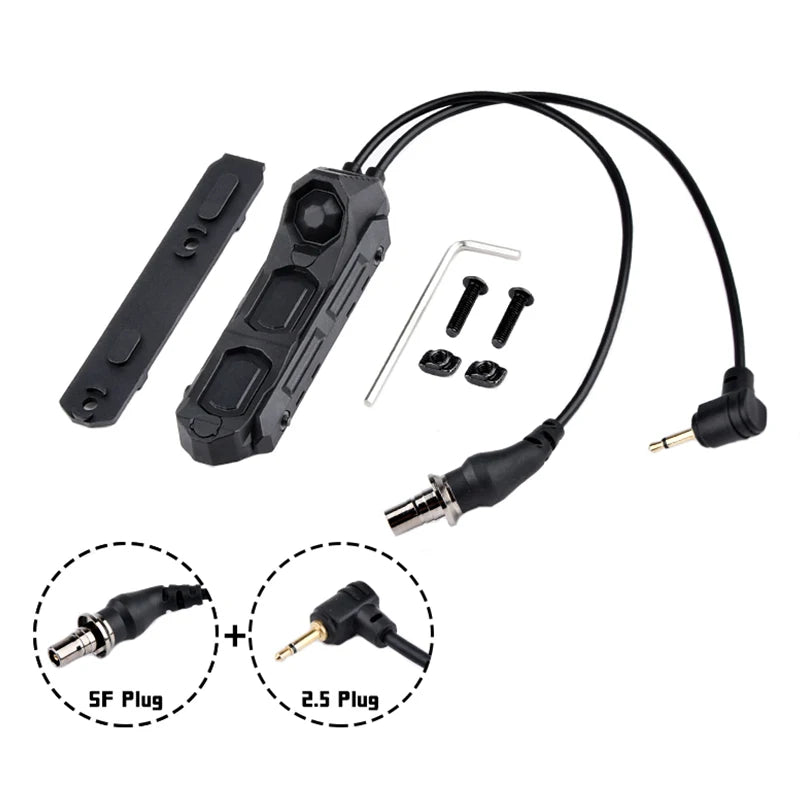 WADSN Airsoft Axon Tactical Dual Function Switch Remote Button M300 M600 SF Plug NGAL PEQ OGL L3 Laser FIT Mlok Keymod 20mm Rail