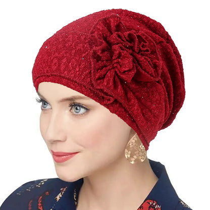 New Women Gold Silver Turban Hats Chemo Bandana Hijab Pleated Indian Cap Turbante Hat Ladies Hair Loss Headscarf Muslim Headwear