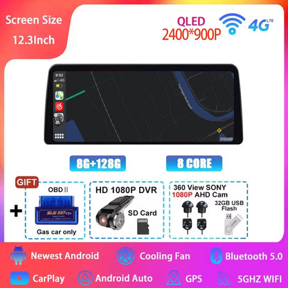 12.3  For Mazda 3 Mazda3 3 Axela BM 2013 - 2019 Android 14 QLED Screen GPS Car Radio Video Player Multimedia Navigation Carplay