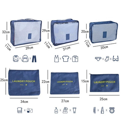6/7 Pcs Set Travel Organizer Storage Bags Suitcase Packing Cubes Cases Portable Wardrobe Luggage Clothes Shoe Pouch Fold