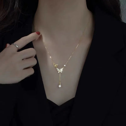2023 New Fashion Trend Light Luxury Elegant Delicate Pearl Double Layer Heart Necklace Ladies High Jewelry Party Gifts Wholesale