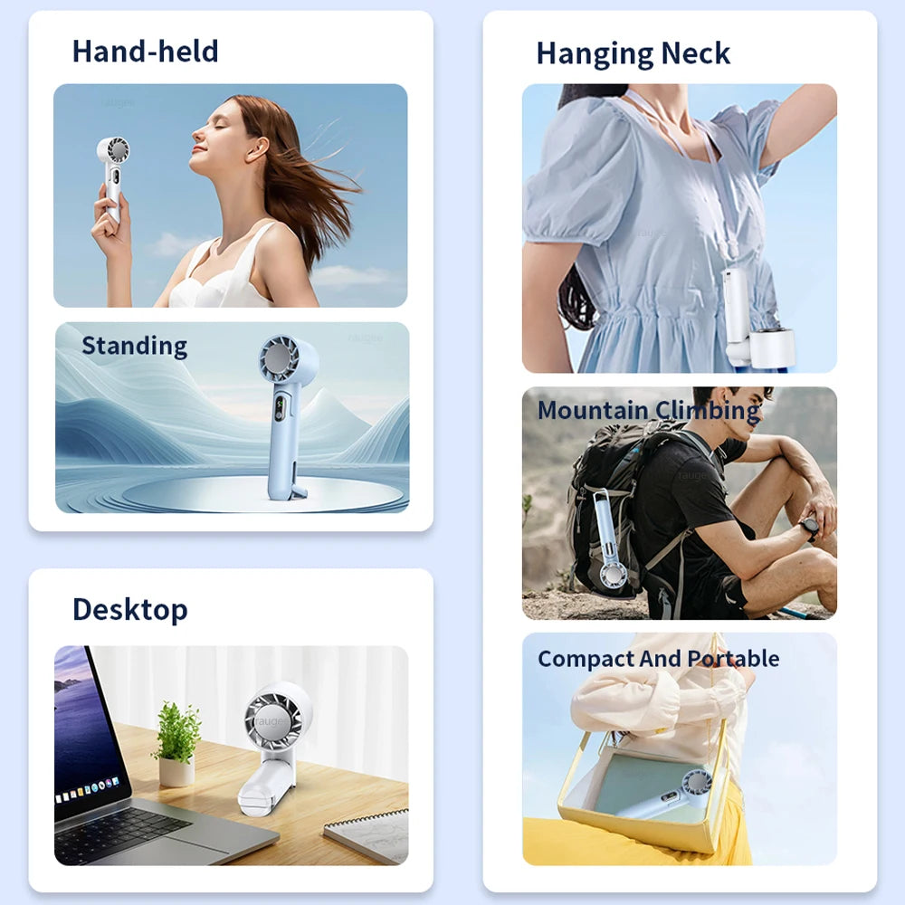 Portable Handheld Turbo Fan Folding Mini Portable Hand Fan USB Rechargeable 4000mAh Battery Electric Cooling Fan Mini Fan Cooler