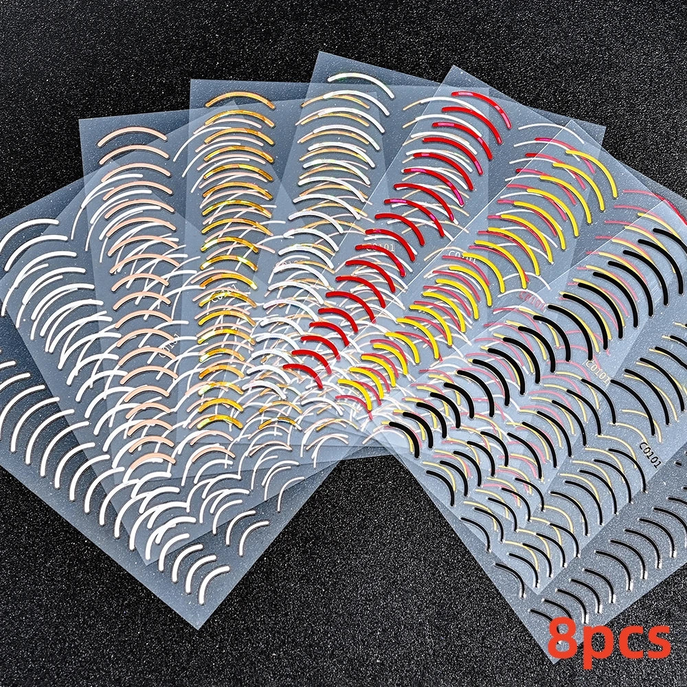 8Pcs Red Heart Nail Stickers 3D Bronzing Silver Gold Heart Shape Star & Moon Metal Totem Nail Slider Self-Adhesive DIY Nail Art*