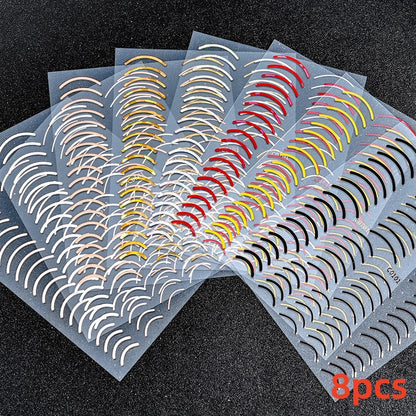 8Pcs Red Heart Nail Stickers 3D Bronzing Silver Gold Heart Shape Star & Moon Metal Totem Nail Slider Self-Adhesive DIY Nail Art*