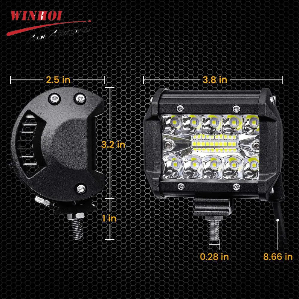 2pcs 4Inch 60W LED Light Bar with Tow Hitch Mounting Brackets Super Bright Car 4x4 Spotlights LED WorK Light for Trucks Offroad