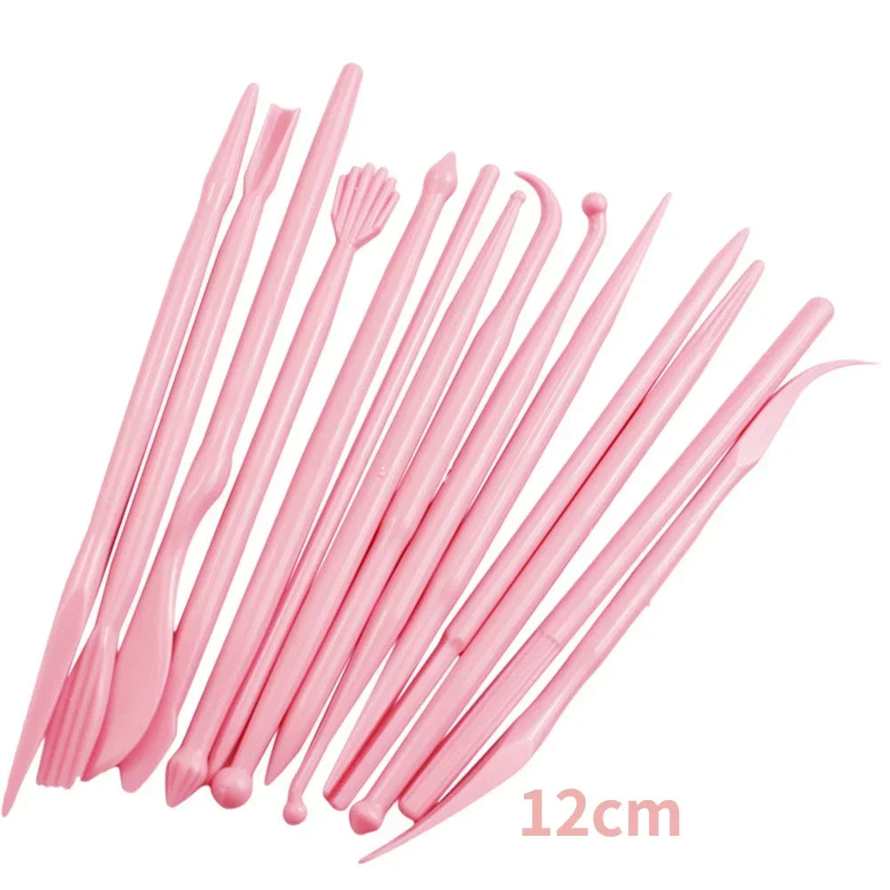 Cake Decorating 8Pcs Fondant Modelling Tools 16 Patterns Carving Flower Craft Clay Carving Pen Set Modeling Baking Accessories