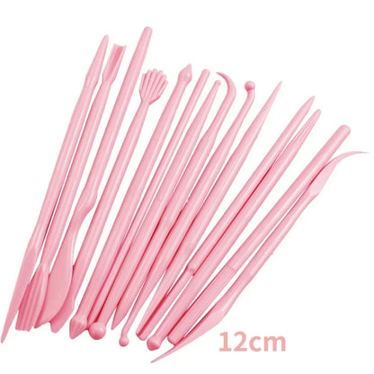 Cake Decorating 8Pcs Fondant Modelling Tools 16 Patterns Carving Flower Craft Clay Carving Pen Set Modeling Baking Accessories