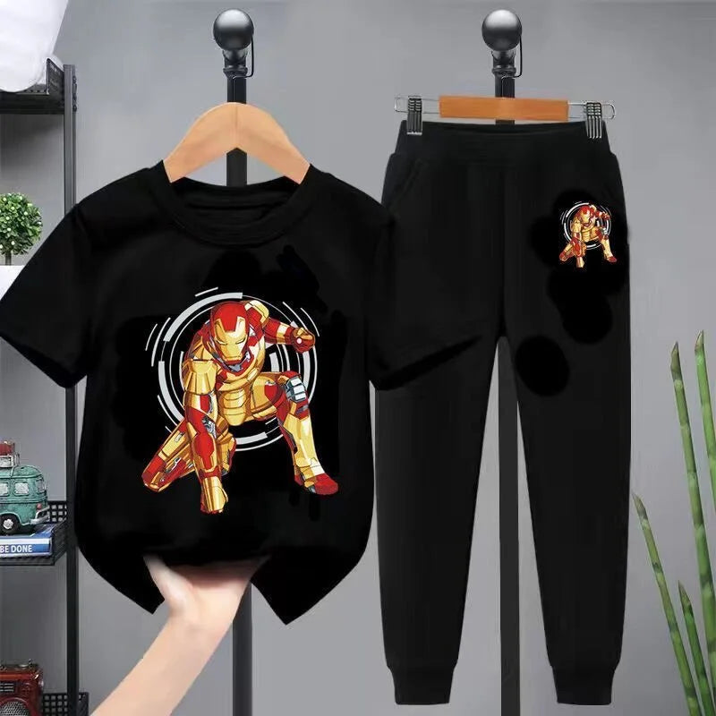 Autumn Boys Clothes long sleeve& trousers 2 Pieces Set Teenage Girls & Boys Printed Spider-Man lronman Tracksuit Fashion Casual