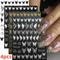 8Pcs Red Heart Nail Stickers 3D Bronzing Silver Gold Heart Shape Star & Moon Metal Totem Nail Slider Self-Adhesive DIY Nail Art*