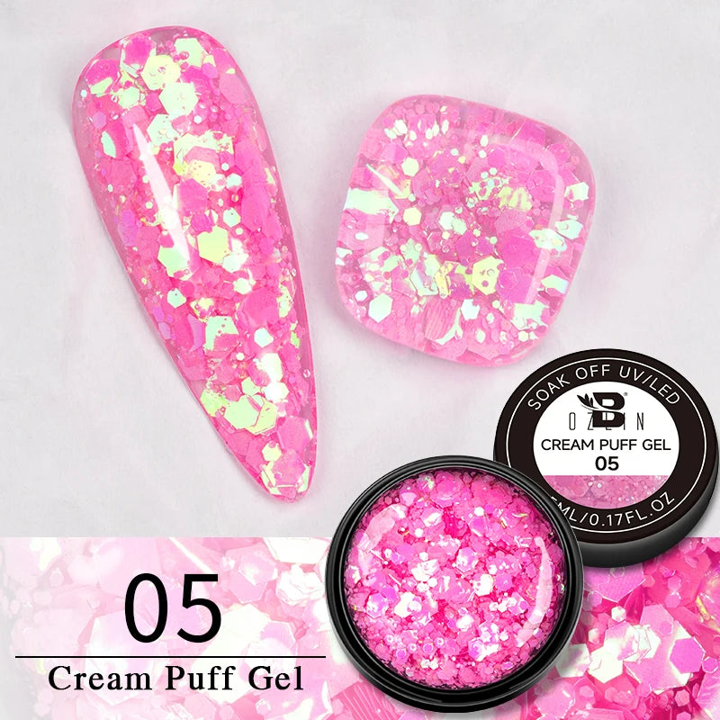 BOZLIN 5ML Color Solid Nail Gel Colorful Painting Nail Art Varnish Semi Permanent Solid Polish UV Nail Gel Top Coat Manicure