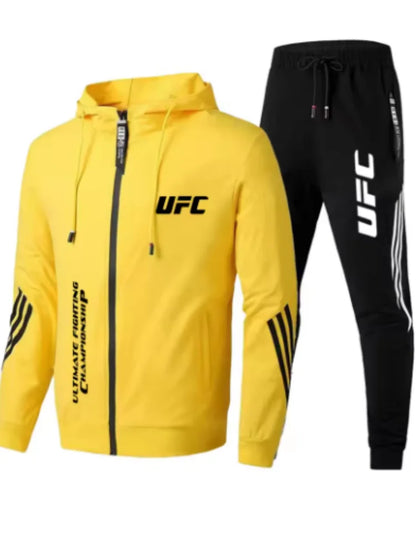 UFC Zipper Hoodie Set Comfortable Breathable Simple Casual Sports Two-Piece SetThin style