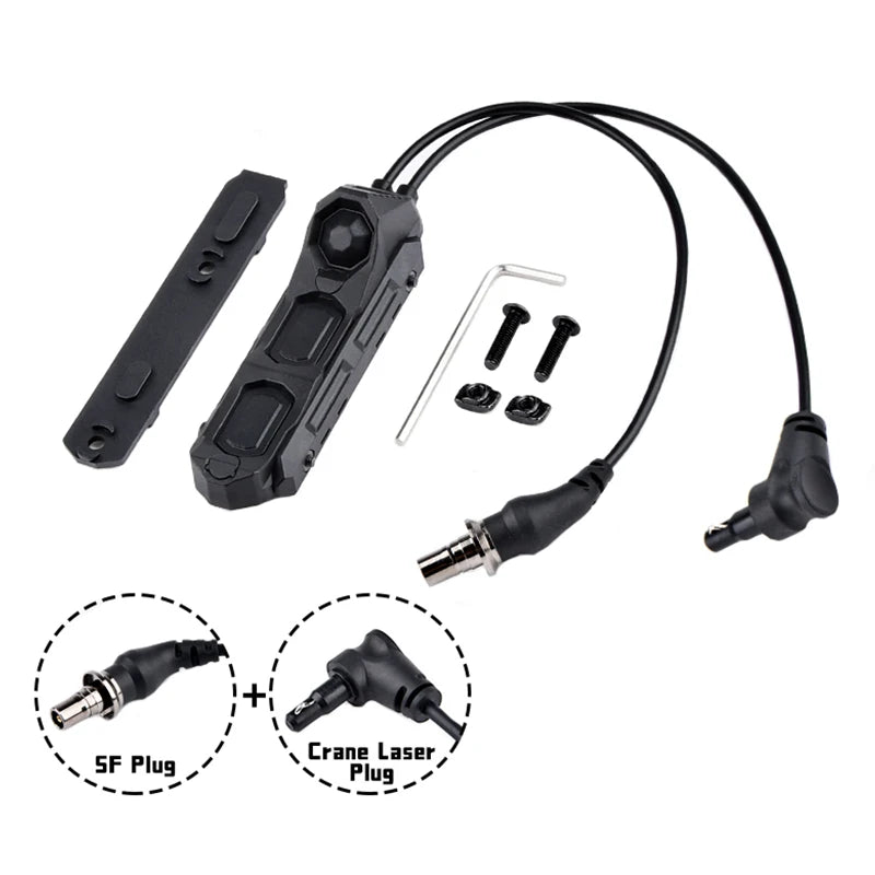 WADSN Airsoft Axon Tactical Dual Function Switch Remote Button M300 M600 SF Plug NGAL PEQ OGL L3 Laser FIT Mlok Keymod 20mm Rail