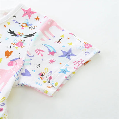 2-7T Jumping Meters Rainbow Short Sleeve Baby Princess Dresses Summer Girls Party Dress  Children Clothing Toddler Dresses