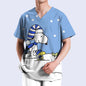 Snoopy print Medical Clothes Men Nursing Uniforms Scrubs Tops Nurse Suits Lab Workwear Dentistry Doctor Costume Plus Size Surgic