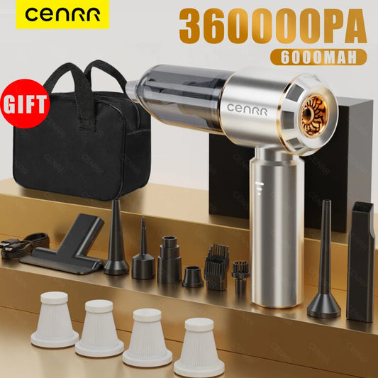 CENRR Mini Car Vacuum Cleaner 360000PA Cordless Powerful Wireless Car Cleaner HandHeld Portable Vacuum Cleaner Cleaning Machine