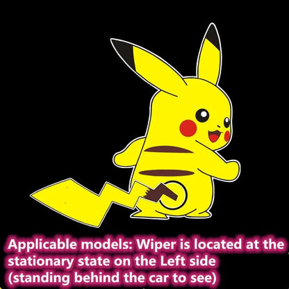 Pokemon Cute Pikachu Reflective Wiper Decorative Stickers Car Rear Window Wagging Tail Modification Decals Children's Toys