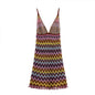 Summer New Women's Deep V Striped Knitted Spaghetti Strap Sleeveless Mini Dresses Elegant Chic Female Dress For Party Vacation