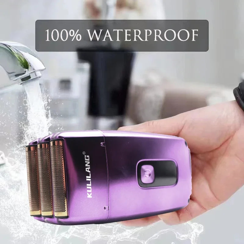 KULILANG R11 Men's Electric Shaver LCD Washable Beard Trimmer Reciprocating 3-Blade Shave System Professional Barber Shaver