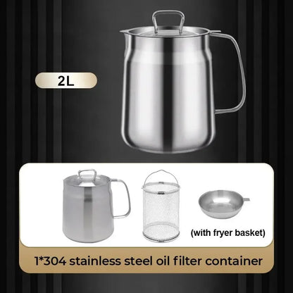 304 Stainless Steel Versatile Oil Filter Vessel Large Capacity with Filter Frying Basket Deep Fryer Separating Grease Separator