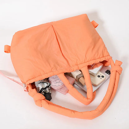 Casual Nylon Soft Padded Handbag Designer Soft Puff Women's Shoulder Crossbody Bag Simple Retro Large Capacity Handbag-ll