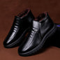 Winter Waterproof Men's Casual Leather Shoes Flannel High Top Slip-on Warm Winter Shoes for Mens Work Shoes 2024