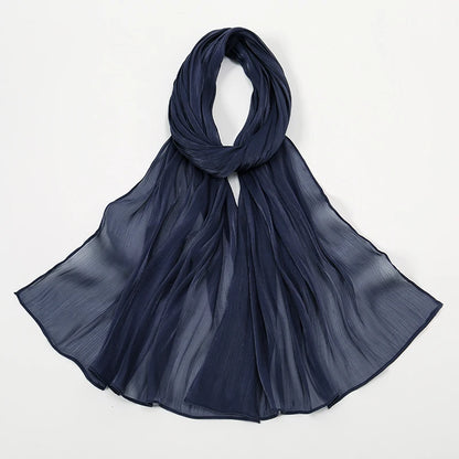 New Premium Silk Crinkle Hijab Scarf Women Shawls Plain Muslim Women Hijabs Breathab Islam Women Turban Pleated Scarf Ramadan