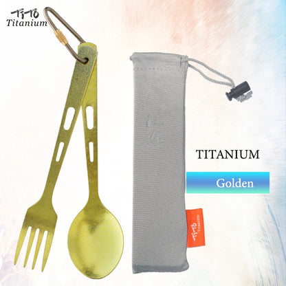 TiTo TiTanium Spork Spoon Tableware Combination Outdoor Camping Titanium Alloy Fork Collection Travel Knife Practical 3Pcs Set
